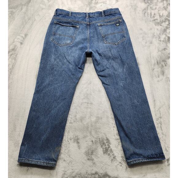 Polar King Key Flannel Lined Jeans Mens 38x30 Blue Denim Workwear Winter Cozy - Picture 3 of 14